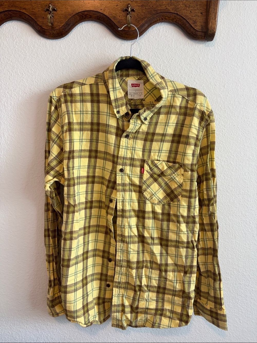 Levi's Yellow and Brown Plaid Button-Down Shirt